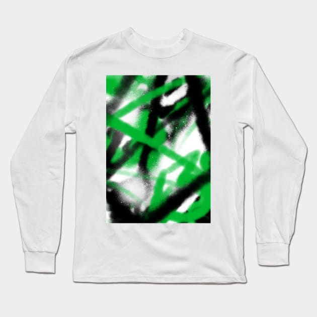 Abstract Green and Black Graffiti Street Art Pattern 006 Long Sleeve T-Shirt by y30artist